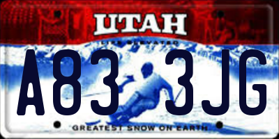 UT license plate A833JG