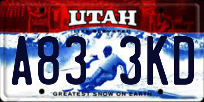 UT license plate A833KD