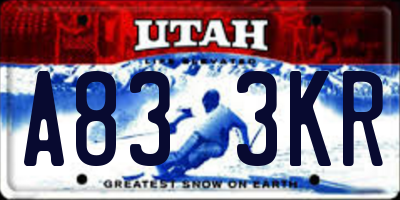 UT license plate A833KR