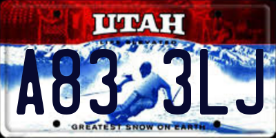UT license plate A833LJ