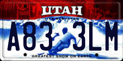 UT license plate A833LM