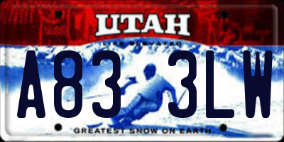 UT license plate A833LW