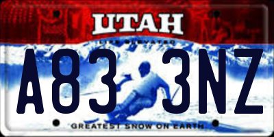 UT license plate A833NZ