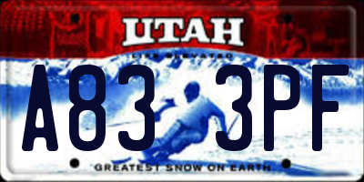 UT license plate A833PF
