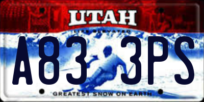 UT license plate A833PS
