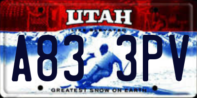 UT license plate A833PV