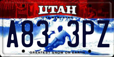 UT license plate A833PZ