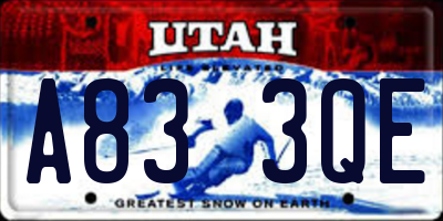 UT license plate A833QE