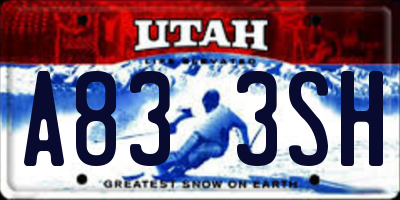 UT license plate A833SH