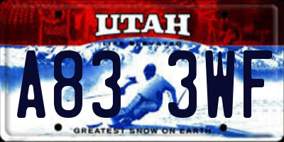 UT license plate A833WF