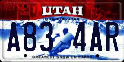 UT license plate A834AR