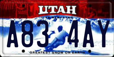 UT license plate A834AY