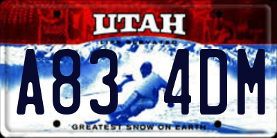 UT license plate A834DM