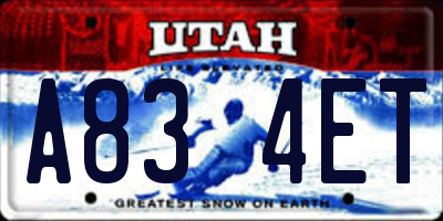 UT license plate A834ET