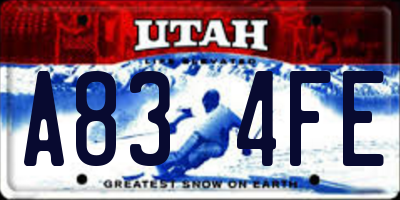 UT license plate A834FE