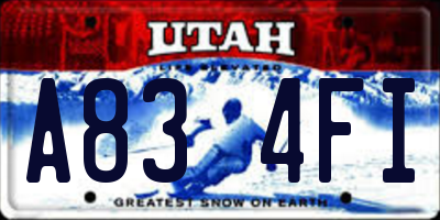 UT license plate A834FI