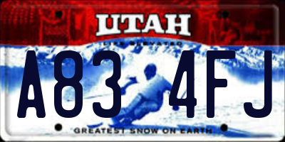 UT license plate A834FJ