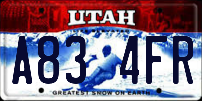 UT license plate A834FR