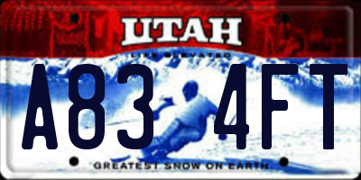 UT license plate A834FT