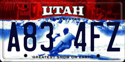 UT license plate A834FZ