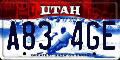 UT license plate A834GE