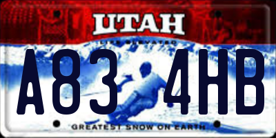 UT license plate A834HB