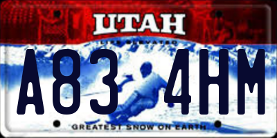 UT license plate A834HM