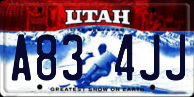 UT license plate A834JJ