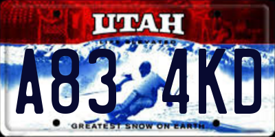 UT license plate A834KD