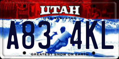 UT license plate A834KL