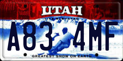 UT license plate A834MF