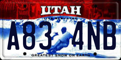 UT license plate A834NB