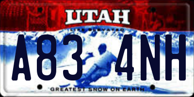 UT license plate A834NH