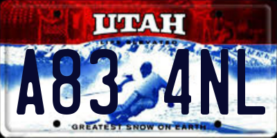UT license plate A834NL