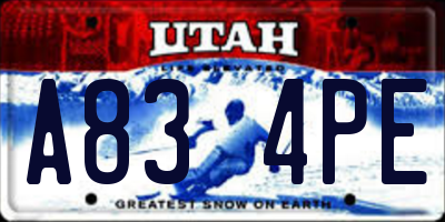 UT license plate A834PE