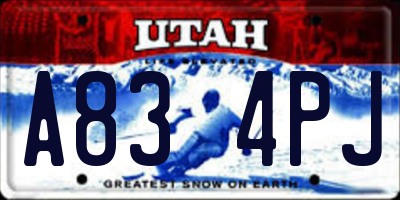 UT license plate A834PJ