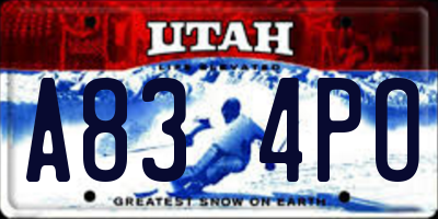 UT license plate A834PO