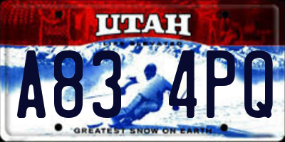 UT license plate A834PQ