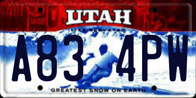 UT license plate A834PW