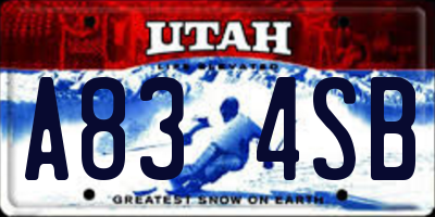 UT license plate A834SB