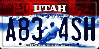UT license plate A834SH