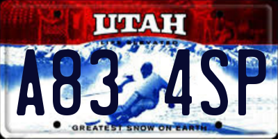 UT license plate A834SP