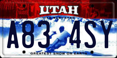 UT license plate A834SY