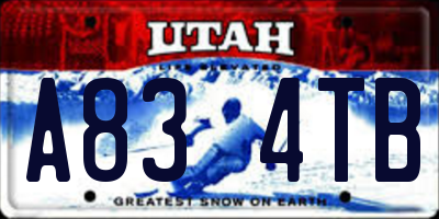 UT license plate A834TB