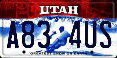UT license plate A834US