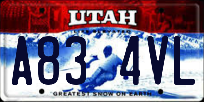 UT license plate A834VL