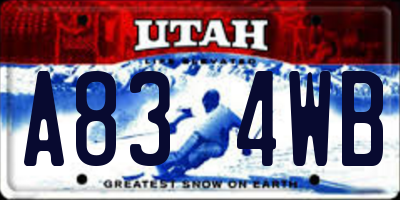 UT license plate A834WB