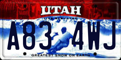 UT license plate A834WJ