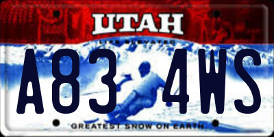 UT license plate A834WS