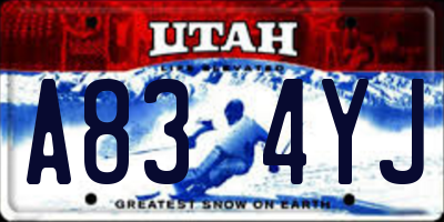 UT license plate A834YJ